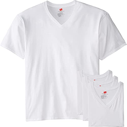 Hanes Herren T-Shirt mit V-Ausschnitt, 3 Stück - Weiß - 4X-Large Hoch von Hanes