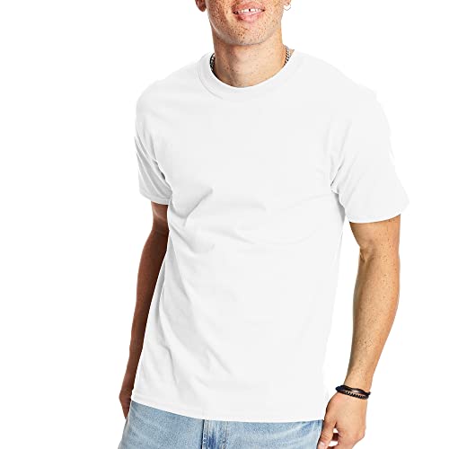 Hanes Beefy-t Herren-T-Shirt, schweres Baumwoll-T-Shirt, 1 oder 2er-Pack, Big & Tall, Weiß - 1 Packung, XL von Hanes