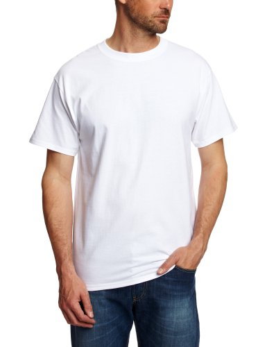 Hanes Herren T-Shirts USA Beefy-T Schlichte Ausführung, Crew - Weiß - Weiß - Größe L (Herstellergröße: Large) von Hanes