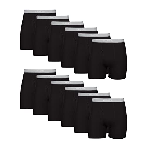 Hanes Herren Tagless Cool Dri Boxershorts mit Komfortflex-Bund, mehrere Packungen erhältlich Retroshorts, 12 Stück-Schwarz, Large (12er Pack) von Hanes