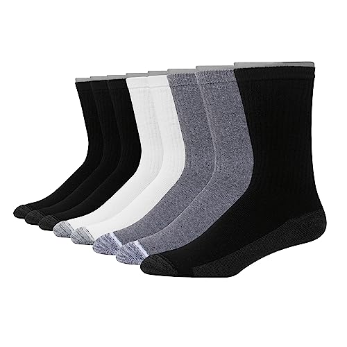 Hanes Herren Max Cushioned Crew Socken, Feuchtigkeitstransport mit Geruchskontrolle, Multipack, Weiß/Grau/Schwarz, 8 Stück, 37.5-46 EU von Hanes