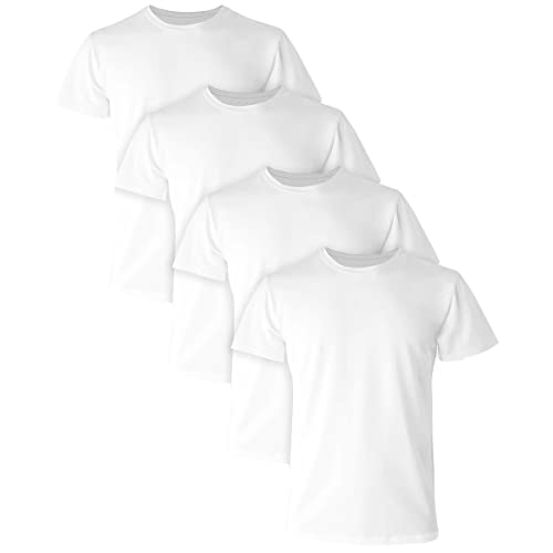 Hanes Herren Ultimate Comfort Fit Unterhemd Crewneck Stretch-Baumwolle T-Shirt 4er-Pack Unterwäsche, Weiß – 4 Stück, L von Hanes