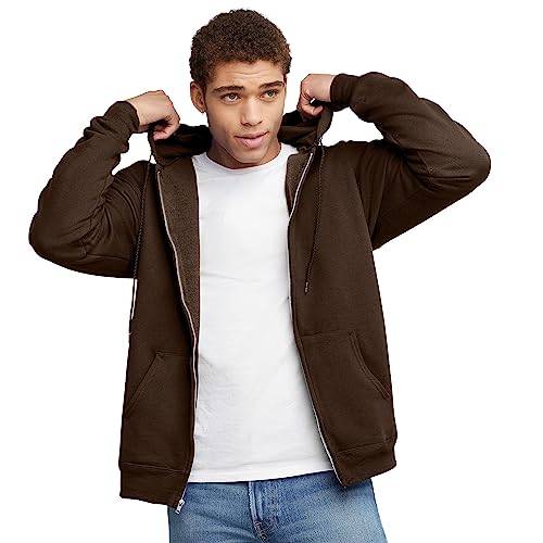 Hanes Herren Ultimate Full-Zip Hoodie, Kapuzen-Fleece-Sweatshirt mit Reißverschluss Jacke, Dark Chocolate, X-Large von Hanes