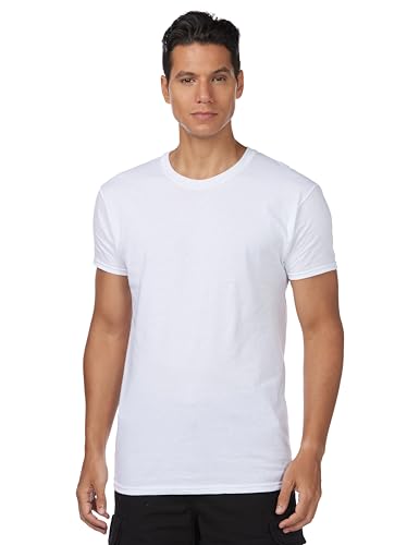 Hanes Herren Unterhemd ohne Etikett, Baumwolle, Crew, mehrere Packungen und Farben, Weiß, Mittel von Hanes