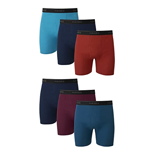 Hanes Herren Unterwäsche Boxershorts Cool Dri Feuchtigkeitsableitende Unterwäsche Baumwolle No-Ride-Up für Herren Multipacks erhältlich, 6er-Pack – farbig Sortiert, Small von Hanes