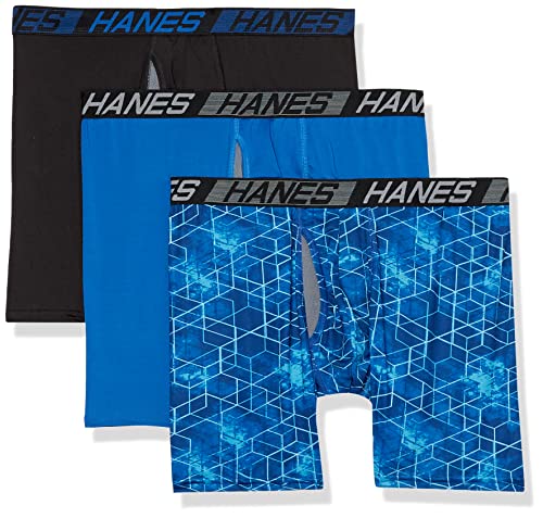 Hanes Herren X-Temp Total Support Pouch Boxershorts, Anti-Scheuern, feuchtigkeitsableitende Unterwäsche, Multipack Retroshorts, Normales Bein – meliert, L (3er Pack) von Hanes