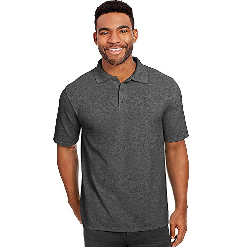 Hanes Herren kurzärmeliges X-Temp W/FreshIQ Polo, Charcoal Heather, Klein von Hanes