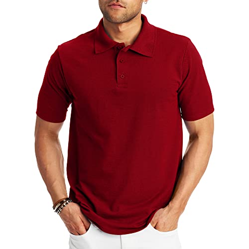 Hanes Herren kurzärmeliges X-Temp W/FreshIQ Polo, dunkelrot, XX-Large von Hanes