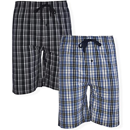 Hanes Herren & Big Tall Herren Woven Stretch Pyjama Shorts - 2er Pack Baumwolle Polyester Spandex Mischung, blau / schwarz, XX-Large von Hanes