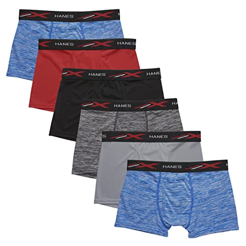 Hanes Jungen Boys' X-Temp Boxer Briefs Retroshorts, Feststoffe, M (6er Pack) von Hanes