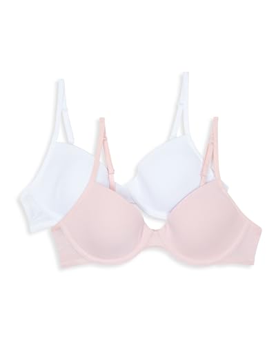 Hanes Mädchen Molded Underwire Bra 2 Pack BH, Blickdichte NA, Rosy/Weiß, 65A (2er Pack) von Hanes