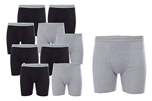 Hanes Men's 10-Pack Boxer Briefs with Comfort Flex Waistband, Black/Grey, Medium von Hanes