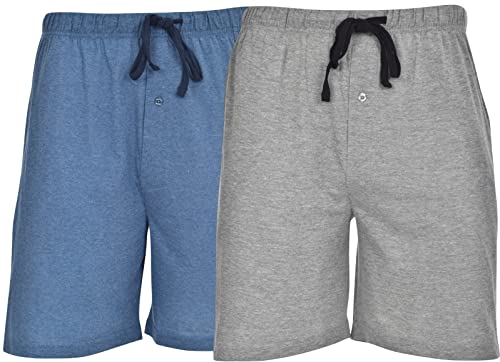 Hanes Men's 2-Pack Cotton Lounge Drawstring Knit Shorts with Waistband & Pockets, Grey Heather/Chambrey Blue, 5X-Large von Hanes