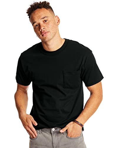 Hanes Men's 2 Pack Short Sleeve Pocket Beefy-T, Black, Small von Hanes