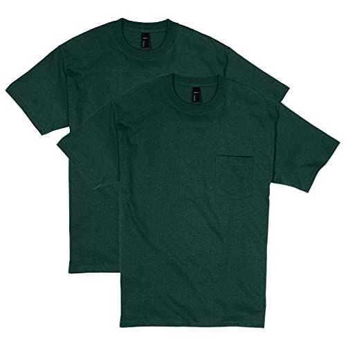 Hanes Men's 2 Pack Short Sleeve Pocket Beefy-T, Deep Forest, Small von Hanes