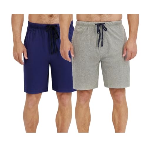 Hanes Men's Logo Knit Shorts 2-Pack Blue Depth-Active Grey Heather L Men's Logo Knit Shorts 2-Pack von Hanes