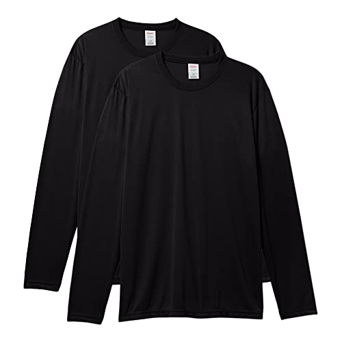 Hanes Men's Long Sleeve Cool DRI T-Shirt UPF 50+, Black, Medium (Pack of 2) von Hanes