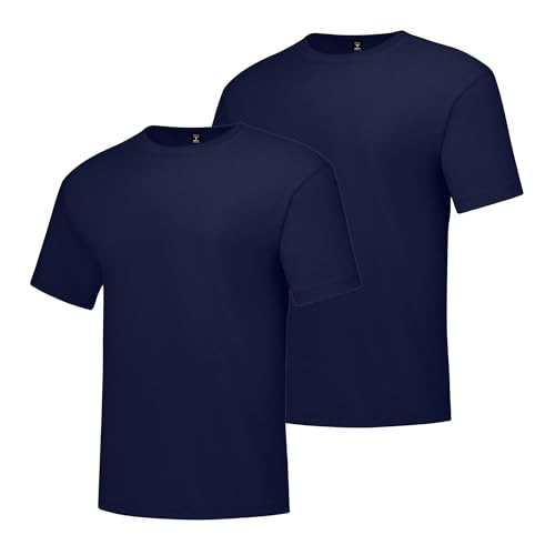 Hanes Beefyt Herren-T-Shirt, schwere Baumwolle, Rundhalsausschnitt, 1 oder 2er-Pack, erhältlich in großen Größen, Marineblau, 2 Stück, L von Hanes