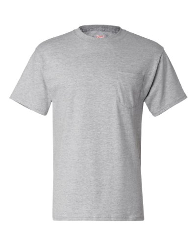 Hanes Men's Short Sleeve Beefy-T with Pocket, Light Steel, Large von Hanes