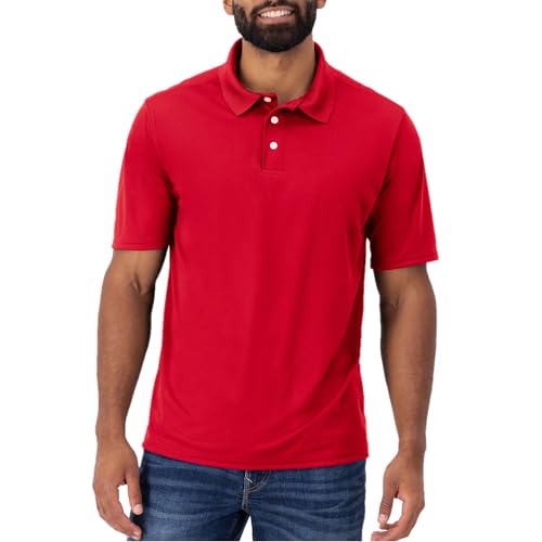 Hanes Sport Herren Cool DRI Performance Poloshirt, dunkelrot, Groß von Hanes
