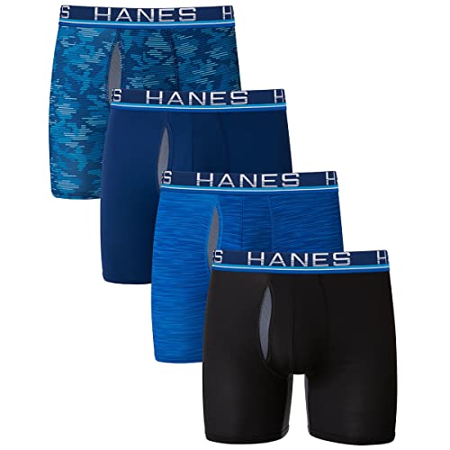 Hanes Sport Herren Total Support Pouch X-Temp Kühlende Boxershorts, 4er-Pack, verschiedene Farben, Medium von Hanes