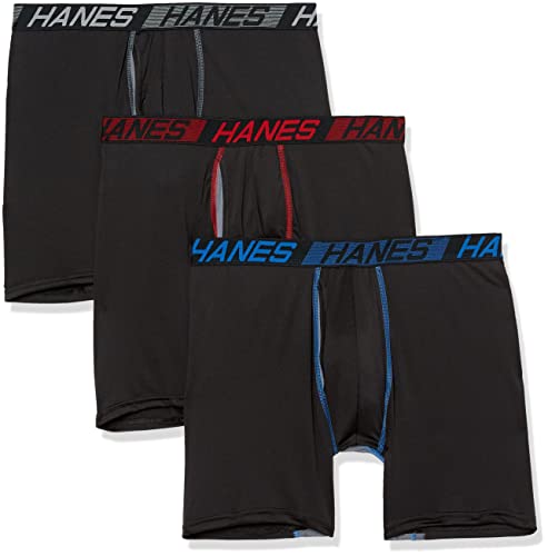 Hanes Herren X-Temp Total Support Pouch Boxer Brief, Anti-Scheuern, Feuchtigkeitsableitende Unterwäsche, Multipack Retroshorts, Normales Bein-Schwarz, M (3er Pack) von Hanes