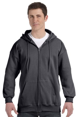 Hanes Ultimate Full-Zip Hoodie Herren Kapuzenpullover Fleece Sweatshirt mit Reißverschluss, Charcoal Heather, L von Hanes