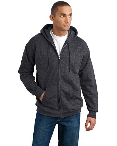 Hanes Ultimate Heavyweight Herren-Kapuzenpullover mit durchgehendem Reißverschluss, Charcoal Heather, XXX-Large von Hanes