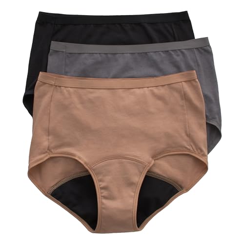 Hanes Damen-Komfort, Periodenunterwäsche, für leichte Inkontinenz, Bikini-Stil, Boyshort oder Slip, 3er-Pack, 9 von Hanes