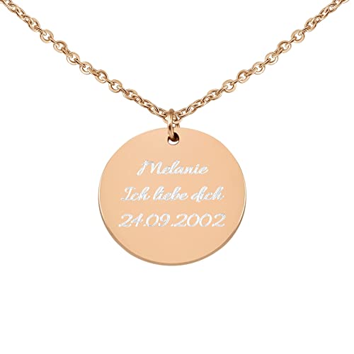 Hanessa Personalisierte Kette mit Gravur Edelstahl 50 cm mit Anhänger rund in rosé-gold - Personalisierte Halskette für Frauen - Personalisierter Schmuck Damen von Hanessa