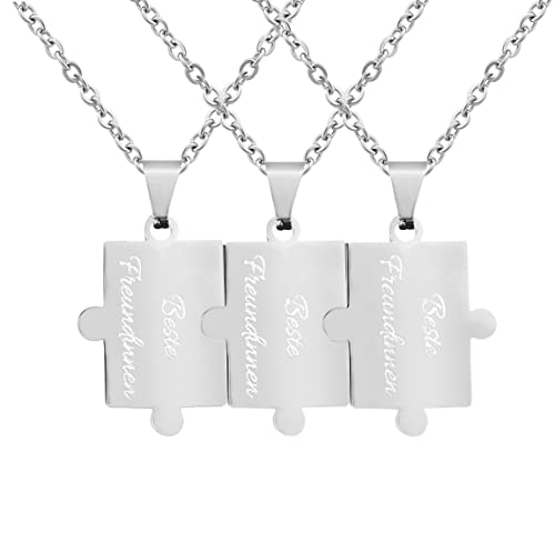 Hanessa 3 Stück Personalisierte Ketten mit Gravur Edelstahl 50 cm Puzzle in silber - Halsketten für Männer und Frauen - Personalisierter Schmuck Damen Herren Freundin Freund Geschwister Hanessa 3 Stück Personalisierte Ketten mit Gravur Edelstahl 50 cm Puzzle in silber - Halsketten für Männer und Frauen - Personalisierter Schmuck Damen Herren Freundin Freund Geschwister von Hanessa