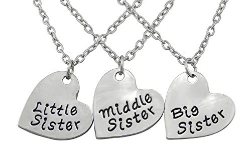 Hanessa 3x Herz Halskette Mädchen-Schmuck Schwester Familie Liebe Sister Geschenk zu Weihnachten für die Schwestern von Hanessa