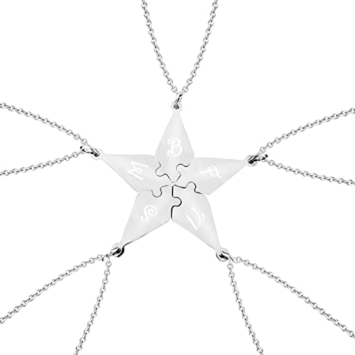 Hanessa 5 Stück Personalisierte Ketten mit Gravur Edelstahl 50 cm Anhänger Stern in Silber - Personalisierte Halsketten für Männer und Frauen - Schmuck Damen Herren Freundin Freund Geschwister Hanessa 5 Stück Personalisierte Ketten mit Gravur Edelstahl 50 cm Anhänger Stern in Silber - Personalisierte Halsketten für Männer und Frauen - Schmuck Damen Herren Freundin Freund Geschwister von Hanessa