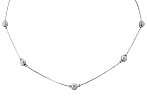 Hanessa 925 Echt-Silber Rhodiniert Damen-Schmuck Hals-Kette und Anhänger aus echtem Silber - Collier mit Kugeln (diamantiert)- Geschenk für die Frau von Hanessa