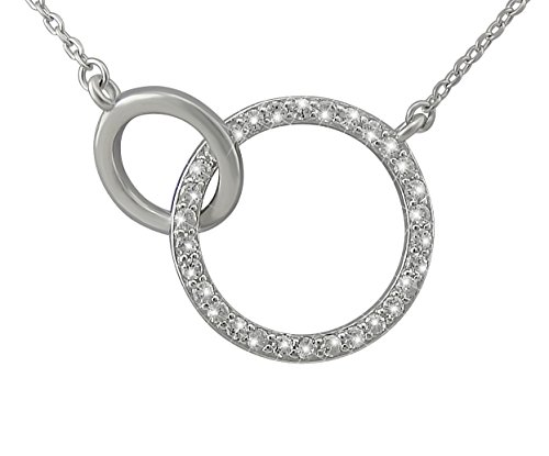 Hanessa 925 Echt-Silber Rhodiniert Damen-Schmuck Hals-Kette und Anhänger aus echtem Silber - Collier mit Ringen und 30 Zirkonia Steinen - Geschenk für die Frau von Hanessa