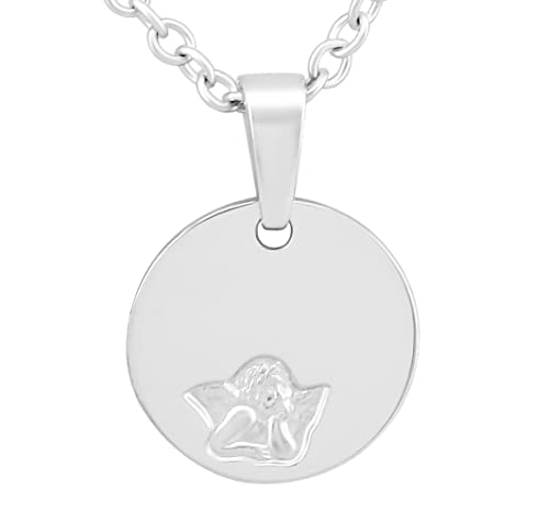 Hanessa 925 Sterling Silber Kette mit Gravur 42 + 3 cm mit Anhänger Schutzengel Engel in silber - Personalisierte Halskette Damen Silberkette Schmuck - Geschenke personalisiert von Hanessa