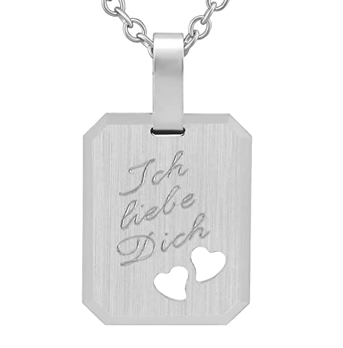 Hanessa 925 Sterling Silber Kette mit Gravur 42 + 3 cm mit Anhänger "Ich liebe Dich" Herz in silber - Personalisierte Halskette Damen Silberkette Schmuck - Geschenke personalisiert von Hanessa