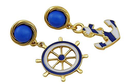 Hanessa Anker & Ruder Ohrringe in Blau / Weiß / Gold Meer See-Fahrer Maritim Wasser Damen-Schmuck von Hanessa