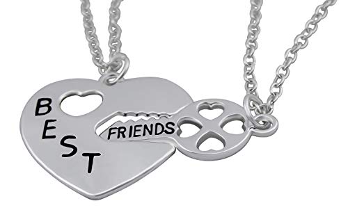 Hanessa Damen-Schmuck 2x Silber Freundschafts-Halsketten für Mädchen Best Friends Beste Freunde Schlüssel zum Herzen Geschenk zu Weihnachten für die beste Freundin von Hanessa