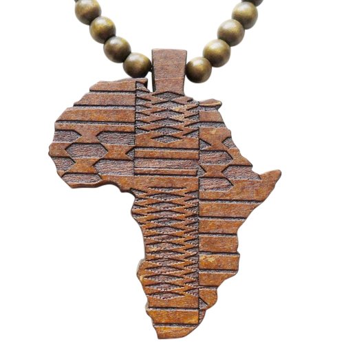 Hanessa Braun Damen u. Herren Schmuck.Africa Perlen Halskette, Land-Karte Afrika aus Holz Geschenk zu Weihnachten für die Frau/Freundin/Mann von Hanessa