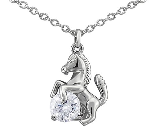 Hanessa Pferde Halskette in Silber Strass-Stein Mädchen-Schmuck Tier-Liebhaber Reiten Pony von Hanessa