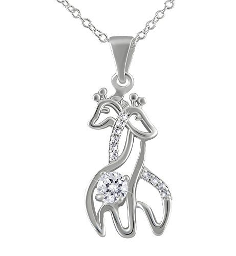 Hanessa Damen-Schmuck Halskette Strass-Steine in silber Versilbert Geschenk zu Weihnachten Giraffen Geschenk zu Weihnachten für die Frau / Freundin von Hanessa