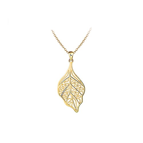 Hanessa Damen-Schmuck Hals-Kette und Blatt-Anhänger Vergoldet in Gelb-Gold Geschenk zu Weihnachten für die Frau Hanessa Damen-Schmuck Hals-Kette und Blatt-Anhänger Vergoldet in Gelb-Gold Geschenk zu Weihnachten für die Frau von Hanessa