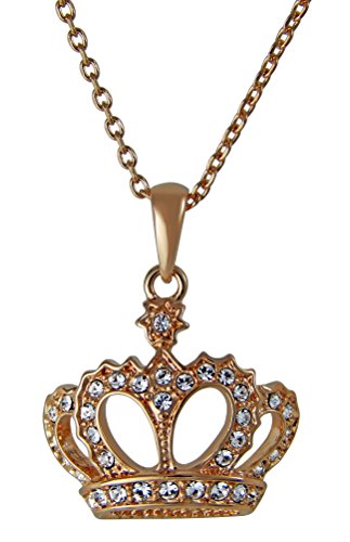 Hanessa Damen-Schmuck Prinzessin Krone Vergoldet goldene Halskette Strasssteine Crown Geschenk zu Weihnachten für die Frau / Freundin von Hanessa