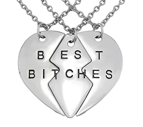Hanessa Freundschafts-Halskette für Mädchen in Gold (3 Stück) Best Bitches Liebe Herz Damen-Schmuck von Hanessa