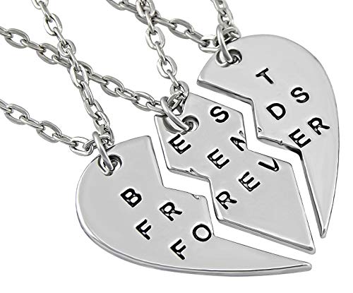 Hanessa Freundschafts-Halskette für Mädchen in Silber (3 Stück) Best Friends Forever Liebe Herz Damen-Schmuck von Hanessa