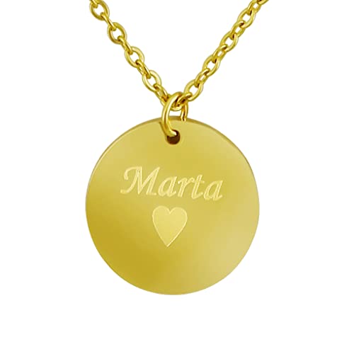 Hanessa Personalisierte Kette mit Gravur Edelstahl 50 cm mit Anhänger rund in gold - Personalisierte Halskette für Männer und Frauen - Personalisierter Schmuck Damen Herren von Hanessa