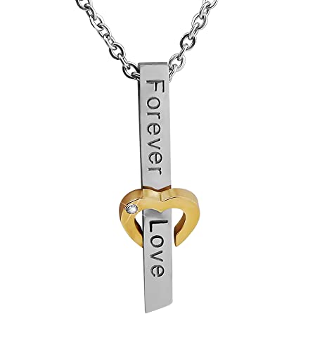 Hanessa Personalisierte Kette mit Gravur Edelstahl 50 cm mit Anhänger Forever Love Stab in silber gold - Personalisierte Halskette für Frauen - Personalisierter Schmuck Damen Kettenanhänger von Hanessa