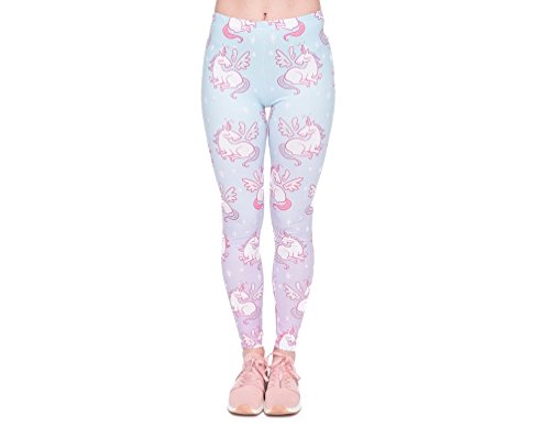 Hanessa Frauen Leggins Bedruckte Leggings Hose Frühling Sommer Kleidung Unicorn Einhorn mit Flügeln L195 Geschenk für Mädchen zu Weihnachten von Hanessa