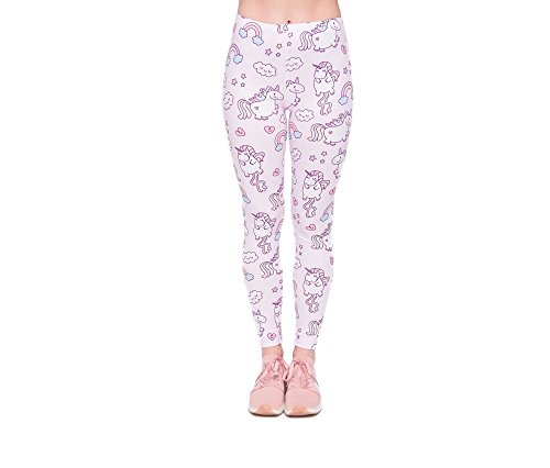 Hanessa Frauen Leggins Bedruckte Leggings Hose Frühling Sommer Kleidung Unicorn Rosa Einhörner Einhorn L196 Geschenk für Mädchen zu Weihnachten von Hanessa